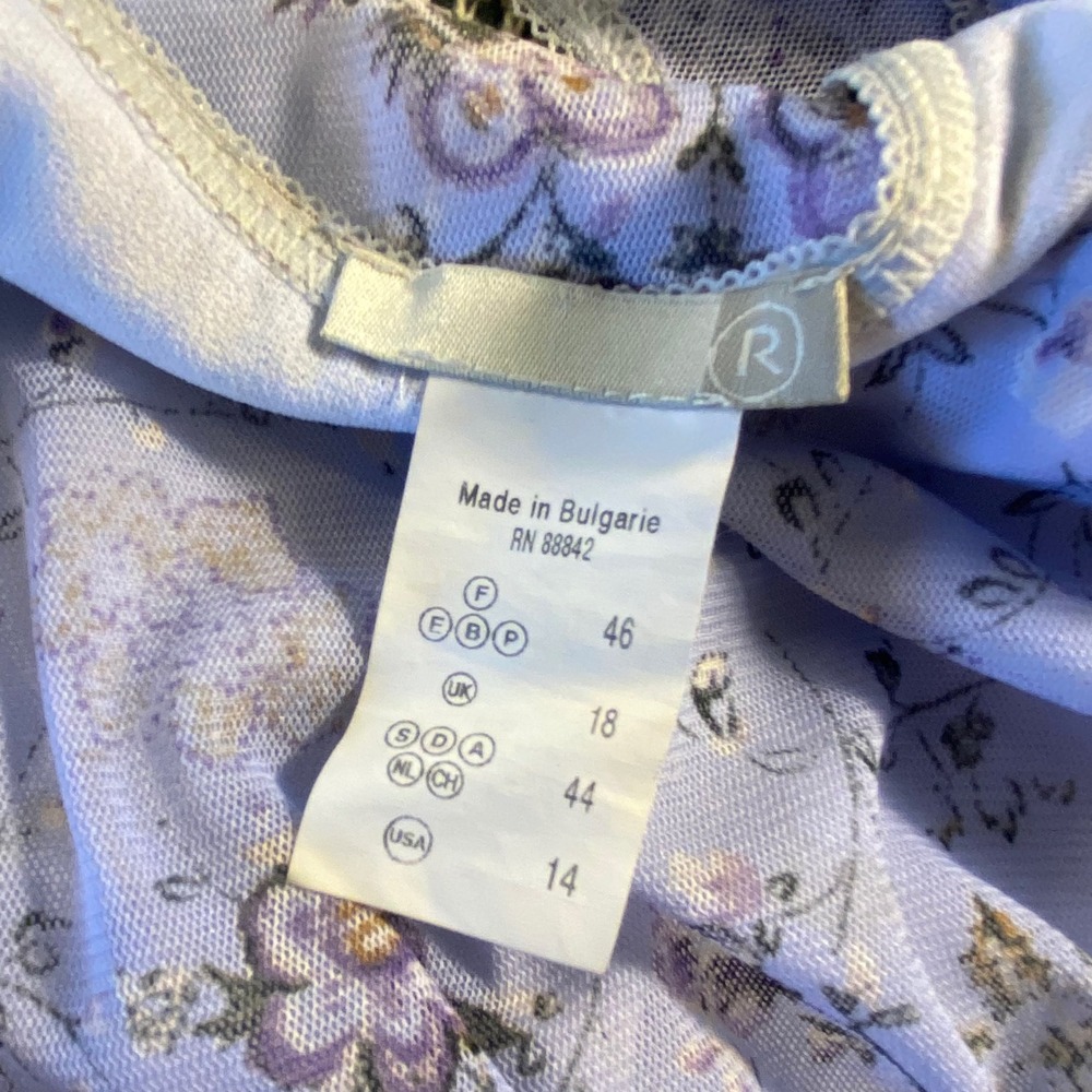 Vintage Dress Cottagecore whimsy Women Mesh Floral Ruffle 14 Purple Bulgaria - Picture 3 of 9